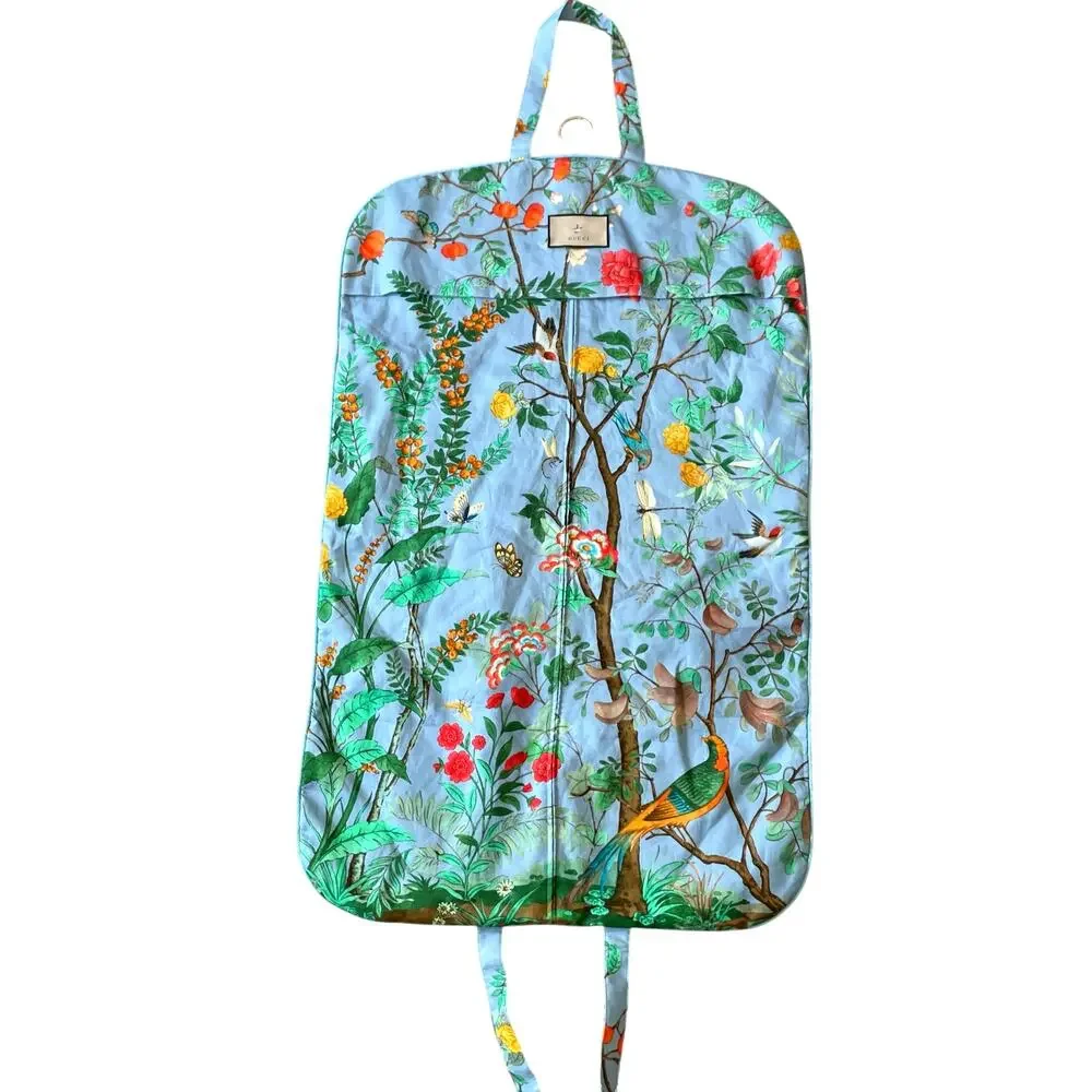 Authentic Gucci Tian Print Travel Garment Bag Blue Luxury Travel Accessory NEW
